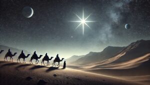 Magi following the star