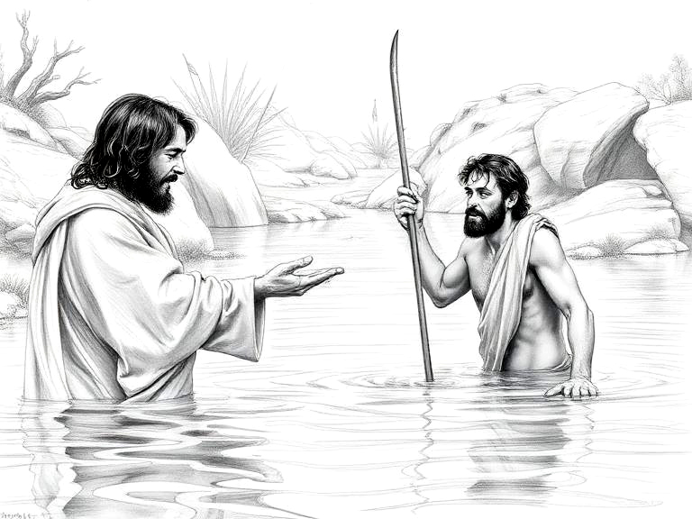 Jesus Baptized by John